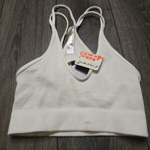 FP Movement by Free People Cream Ribbed Sports Bra